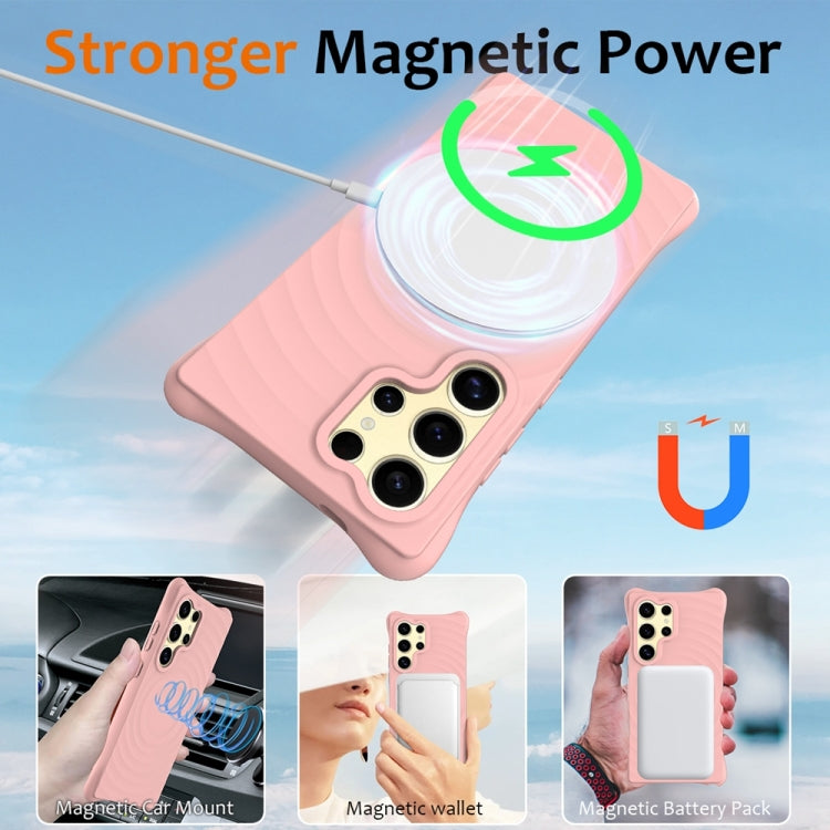 For Samsung Galaxy S24 Ultra 5G Wave Texture MagSafe Magnetic Liquid Silicone Phone Case