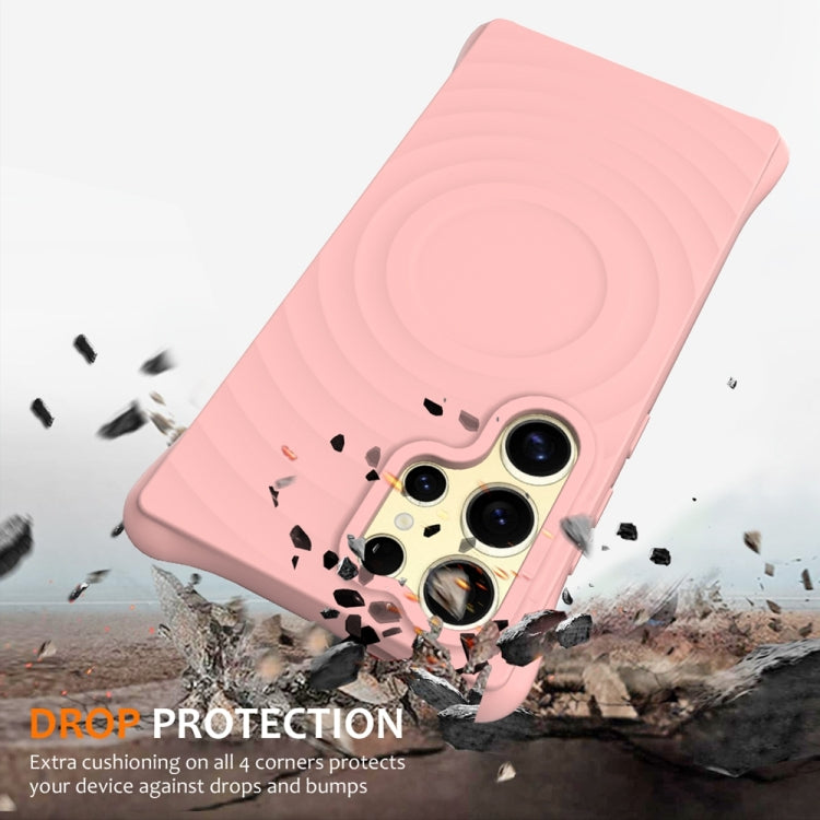For Samsung Galaxy S24 Ultra 5G Wave Texture MagSafe Magnetic Liquid Silicone Phone Case