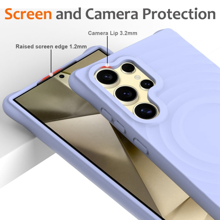 For Samsung Galaxy S24 Ultra 5G Wave Texture MagSafe Magnetic Liquid Silicone Phone Case