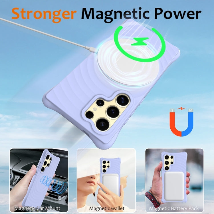 For Samsung Galaxy S24 Ultra 5G Wave Texture MagSafe Magnetic Liquid Silicone Phone Case
