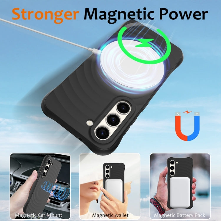 For Samsung Galaxy S23+ 5G Wave Texture MagSafe Magnetic Liquid Silicone Phone Case