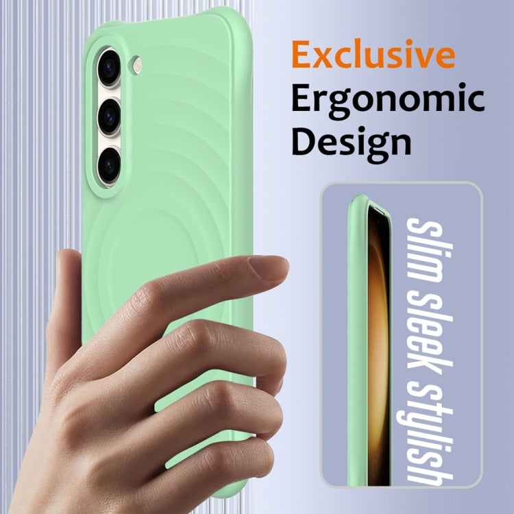 For Samsung Galaxy S23+ 5G Wave Texture MagSafe Magnetic Liquid Silicone Phone Case