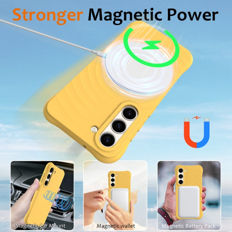 For Samsung Galaxy S23+ 5G Wave Texture MagSafe Magnetic Liquid Silicone Phone Case
