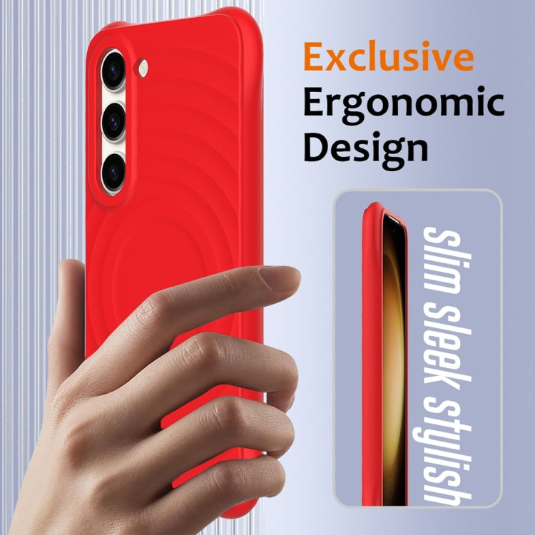 For Samsung Galaxy S23+ 5G Wave Texture MagSafe Magnetic Liquid Silicone Phone Case