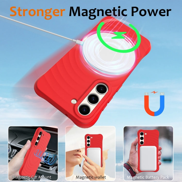For Samsung Galaxy S23+ 5G Wave Texture MagSafe Magnetic Liquid Silicone Phone Case