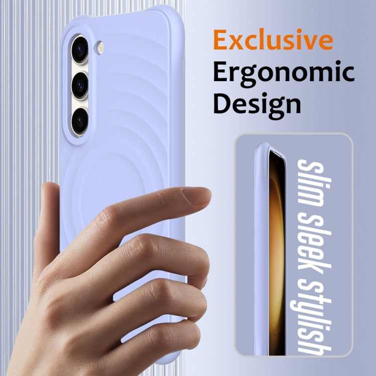 For Samsung Galaxy S23+ 5G Wave Texture MagSafe Magnetic Liquid Silicone Phone Case