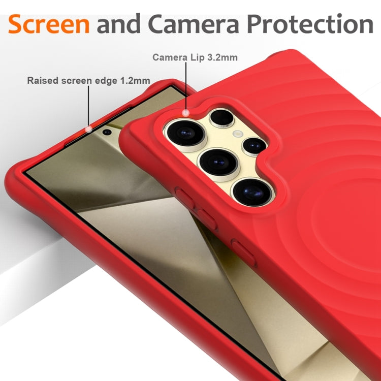For Samsung Galaxy S23 Ultra 5G Wave Texture MagSafe Magnetic Liquid Silicone Phone Case