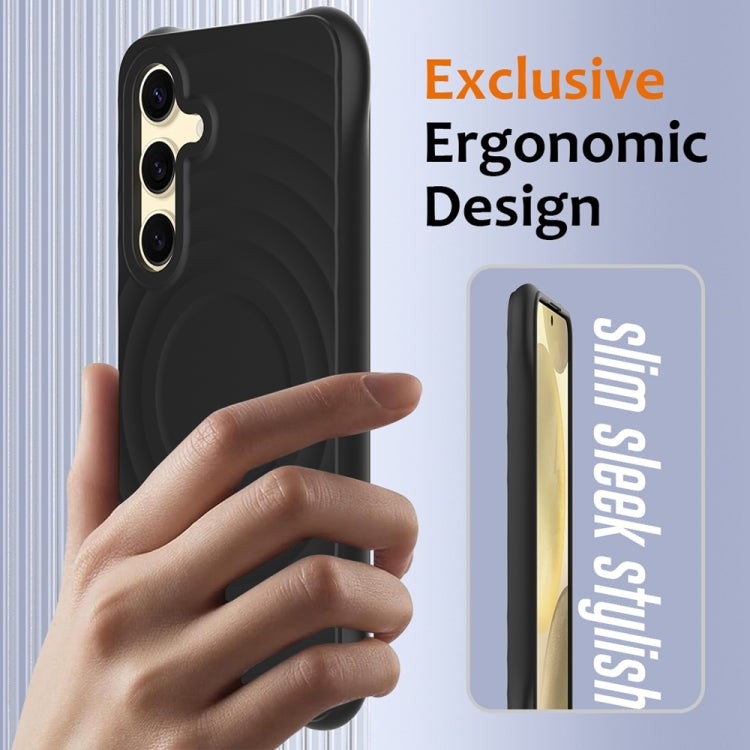 For Samsung Galaxy S23 FE 5G Wave Texture MagSafe Magnetic Liquid Silicone Phone Case