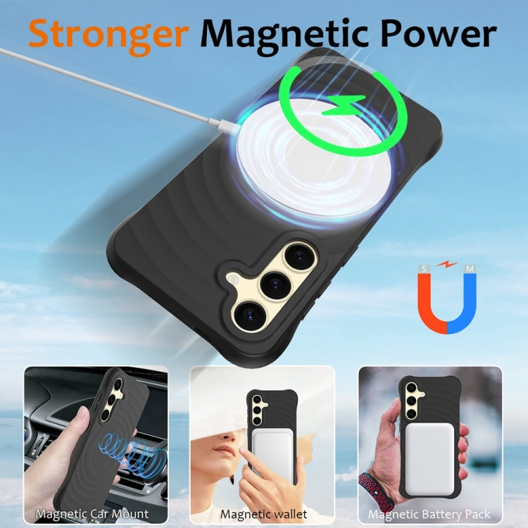For Samsung Galaxy S23 FE 5G Wave Texture MagSafe Magnetic Liquid Silicone Phone Case