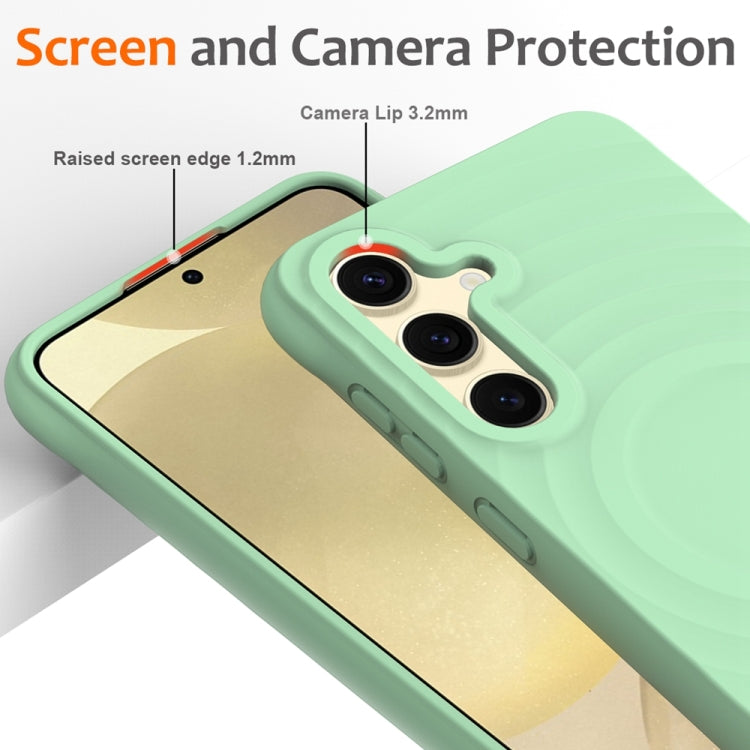 For Samsung Galaxy S23 FE 5G Wave Texture MagSafe Magnetic Liquid Silicone Phone Case