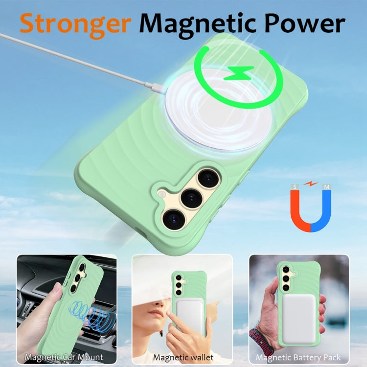 For Samsung Galaxy S23 FE 5G Wave Texture MagSafe Magnetic Liquid Silicone Phone Case