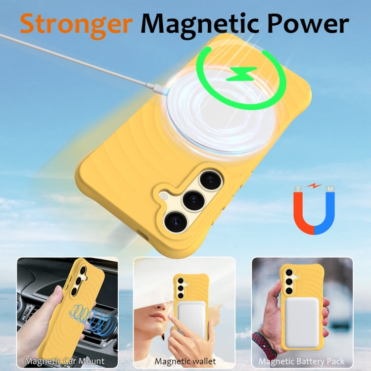 For Samsung Galaxy S23 FE 5G Wave Texture MagSafe Magnetic Liquid Silicone Phone Case