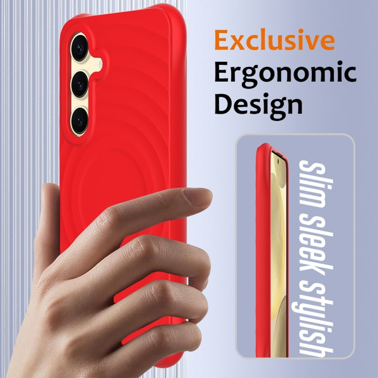 For Samsung Galaxy S23 FE 5G Wave Texture MagSafe Magnetic Liquid Silicone Phone Case