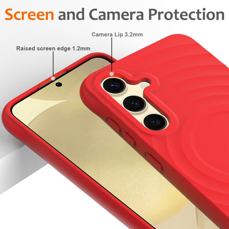 For Samsung Galaxy S23 FE 5G Wave Texture MagSafe Magnetic Liquid Silicone Phone Case