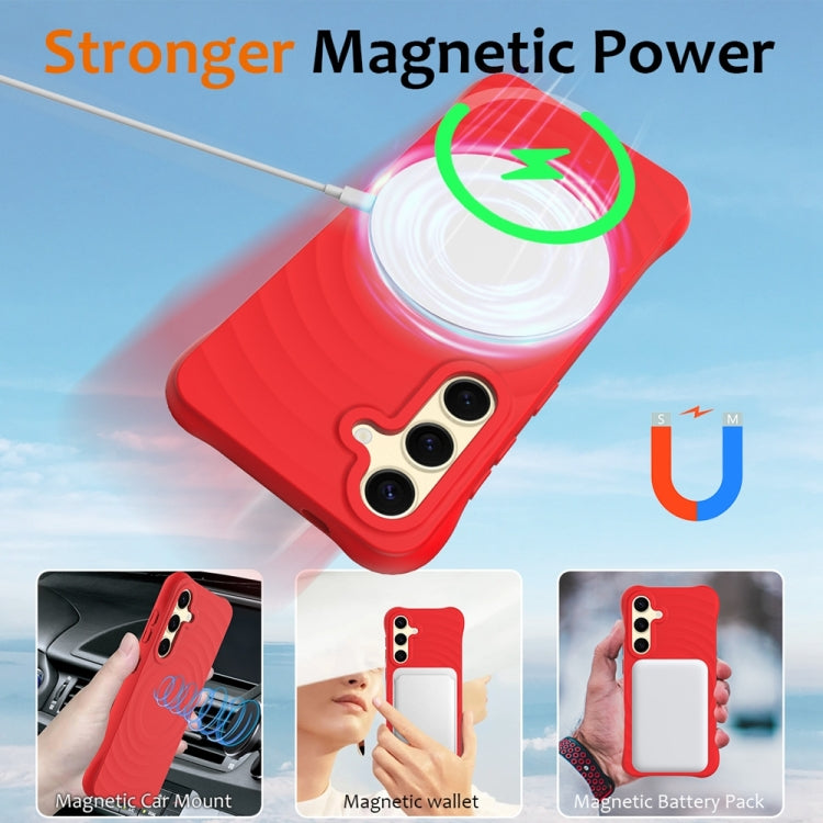 For Samsung Galaxy S23 FE 5G Wave Texture MagSafe Magnetic Liquid Silicone Phone Case