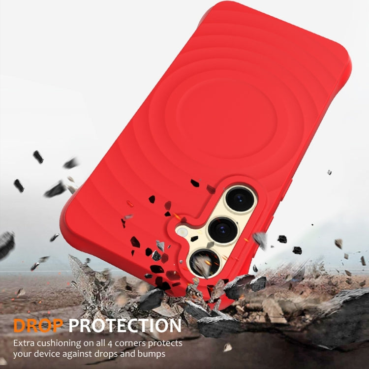 For Samsung Galaxy S23 FE 5G Wave Texture MagSafe Magnetic Liquid Silicone Phone Case