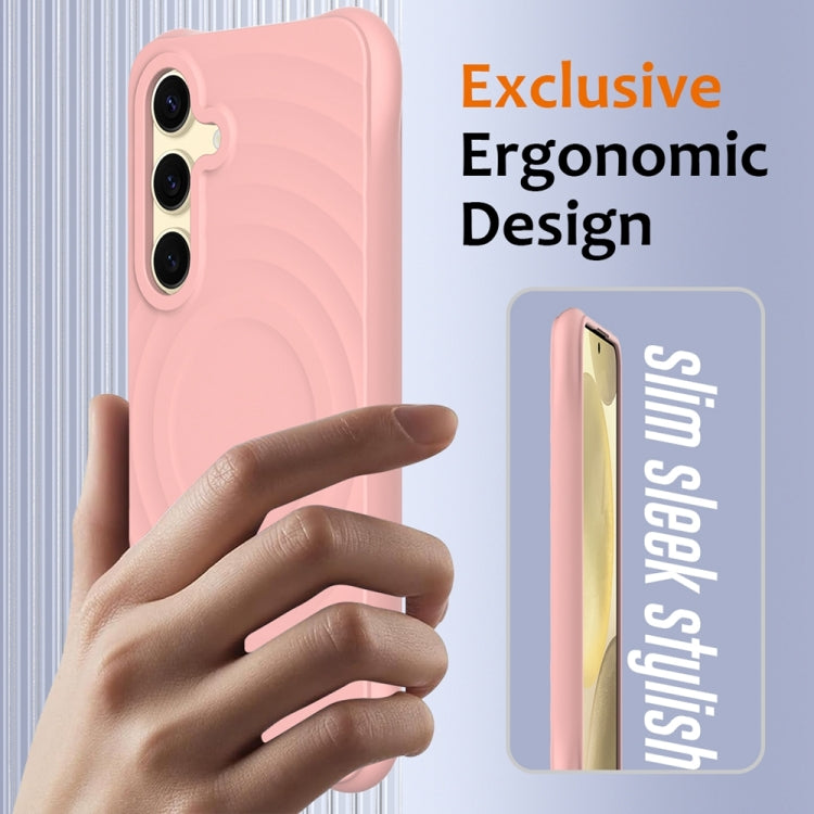 For Samsung Galaxy S23 FE 5G Wave Texture MagSafe Magnetic Liquid Silicone Phone Case