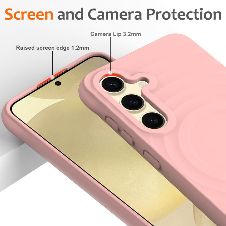 For Samsung Galaxy S23 FE 5G Wave Texture MagSafe Magnetic Liquid Silicone Phone Case