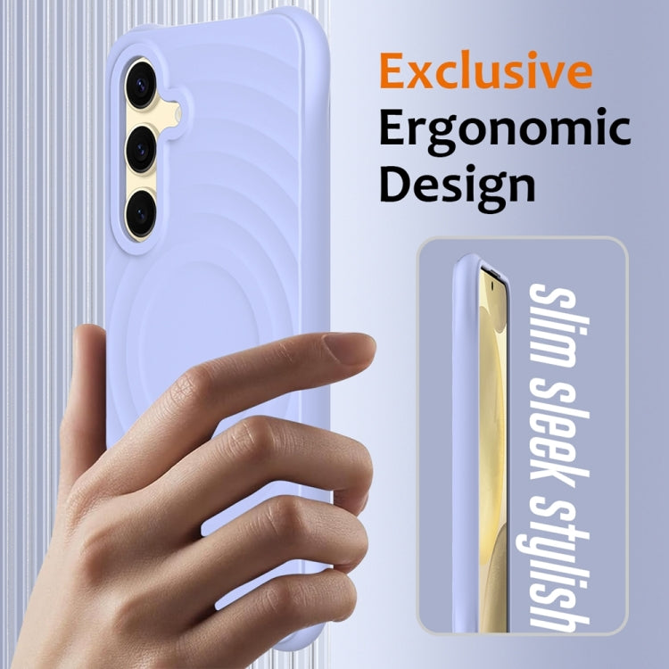 For Samsung Galaxy S23 FE 5G Wave Texture MagSafe Magnetic Liquid Silicone Phone Case