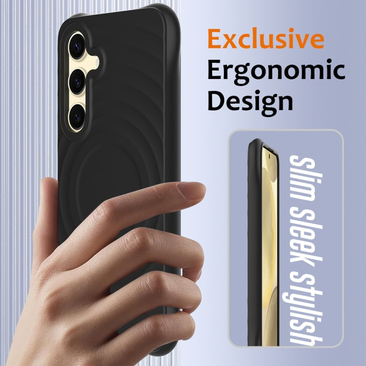 For Samsung Galaxy S24 FE 5G Wave Texture MagSafe Magnetic Liquid Silicone Phone Case
