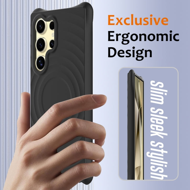 For Samsung Galaxy S25 Ultra 5G Wave Texture MagSafe Magnetic Liquid Silicone Phone Case