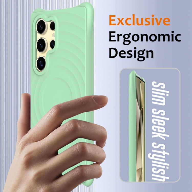 For Samsung Galaxy S25 Ultra 5G Wave Texture MagSafe Magnetic Liquid Silicone Phone Case