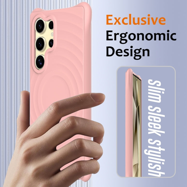 For Samsung Galaxy S25 Ultra 5G Wave Texture MagSafe Magnetic Liquid Silicone Phone Case
