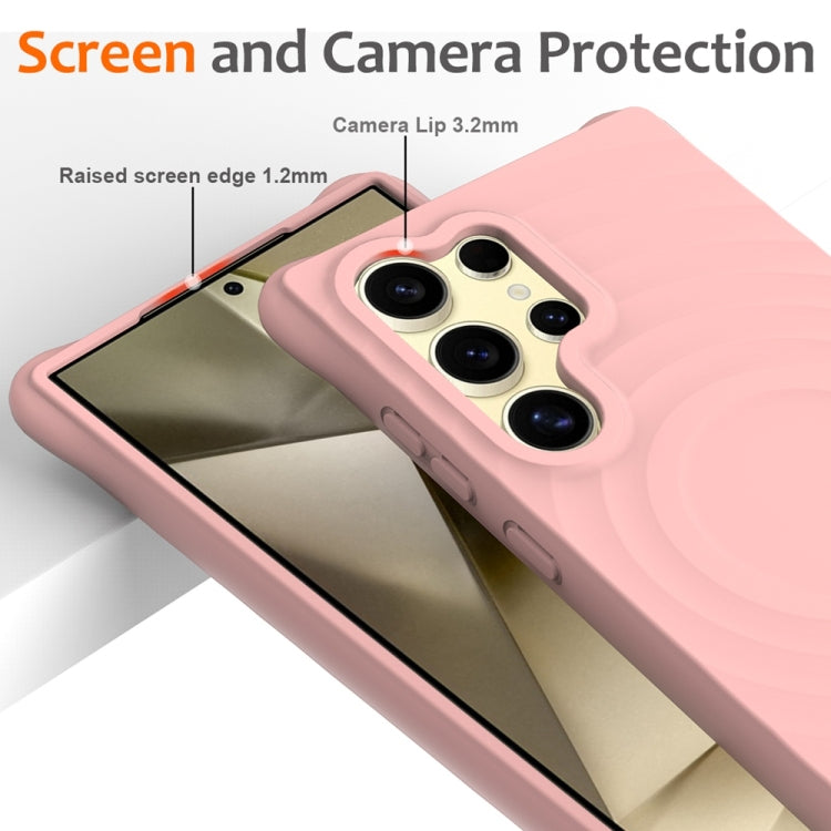 For Samsung Galaxy S25 Ultra 5G Wave Texture MagSafe Magnetic Liquid Silicone Phone Case