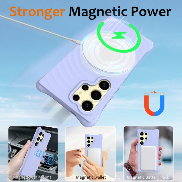 For Samsung Galaxy S25 Ultra 5G Wave Texture MagSafe Magnetic Liquid Silicone Phone Case