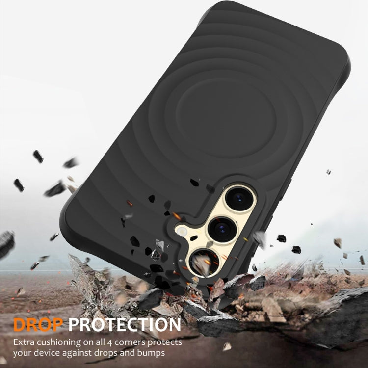 For Samsung Galaxy S25+ 5G Wave Texture MagSafe Magnetic Liquid Silicone Phone Case