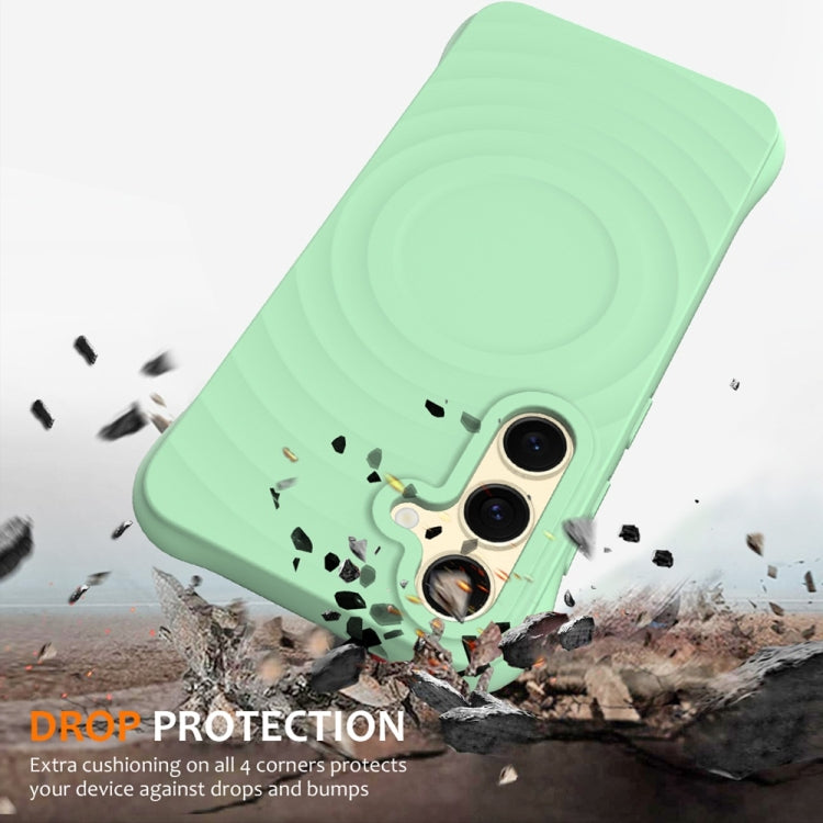 For Samsung Galaxy S25+ 5G Wave Texture MagSafe Magnetic Liquid Silicone Phone Case