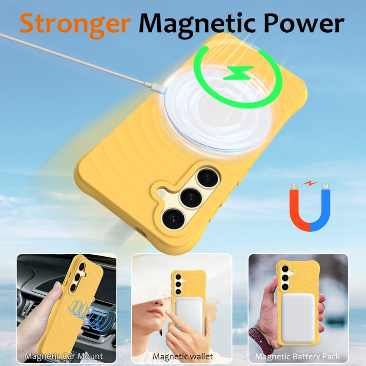 For Samsung Galaxy S25+ 5G Wave Texture MagSafe Magnetic Liquid Silicone Phone Case