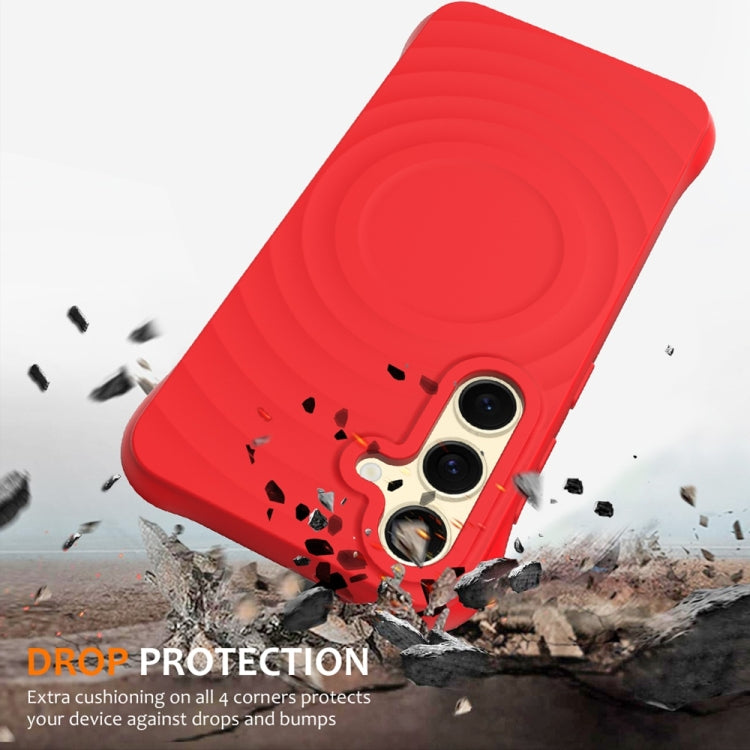 For Samsung Galaxy S25+ 5G Wave Texture MagSafe Magnetic Liquid Silicone Phone Case