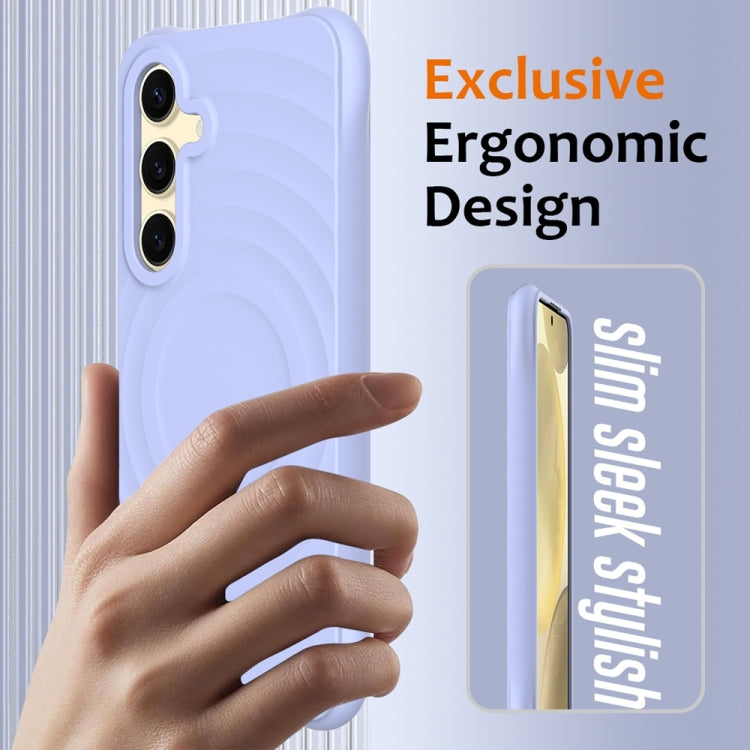 For Samsung Galaxy S25+ 5G Wave Texture MagSafe Magnetic Liquid Silicone Phone Case