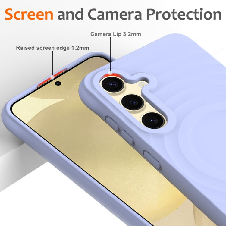 For Samsung Galaxy S25+ 5G Wave Texture MagSafe Magnetic Liquid Silicone Phone Case