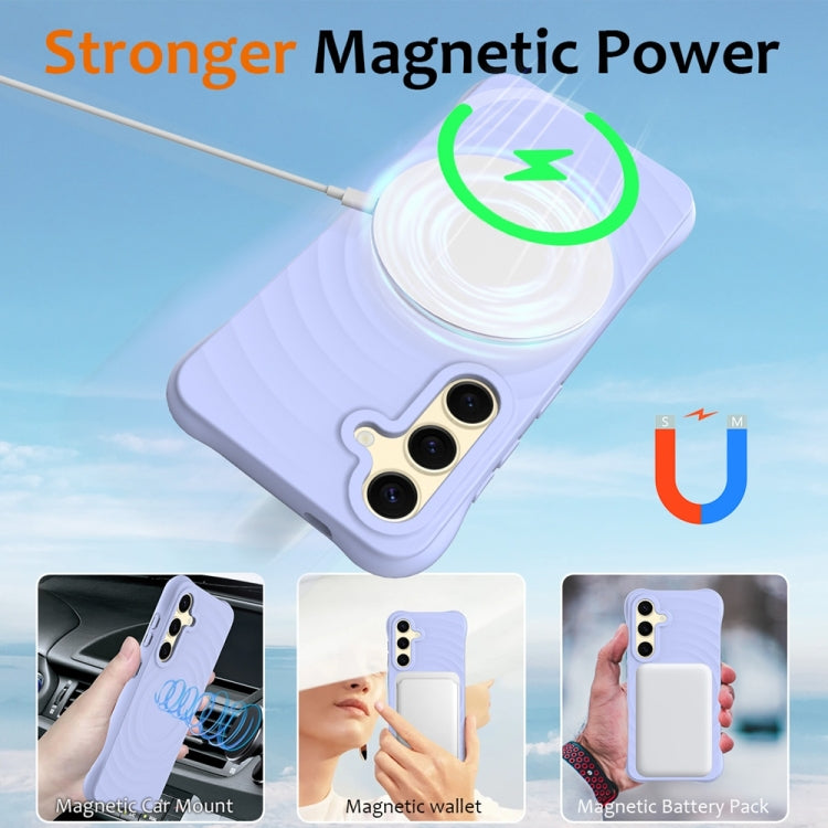 For Samsung Galaxy S25+ 5G Wave Texture MagSafe Magnetic Liquid Silicone Phone Case