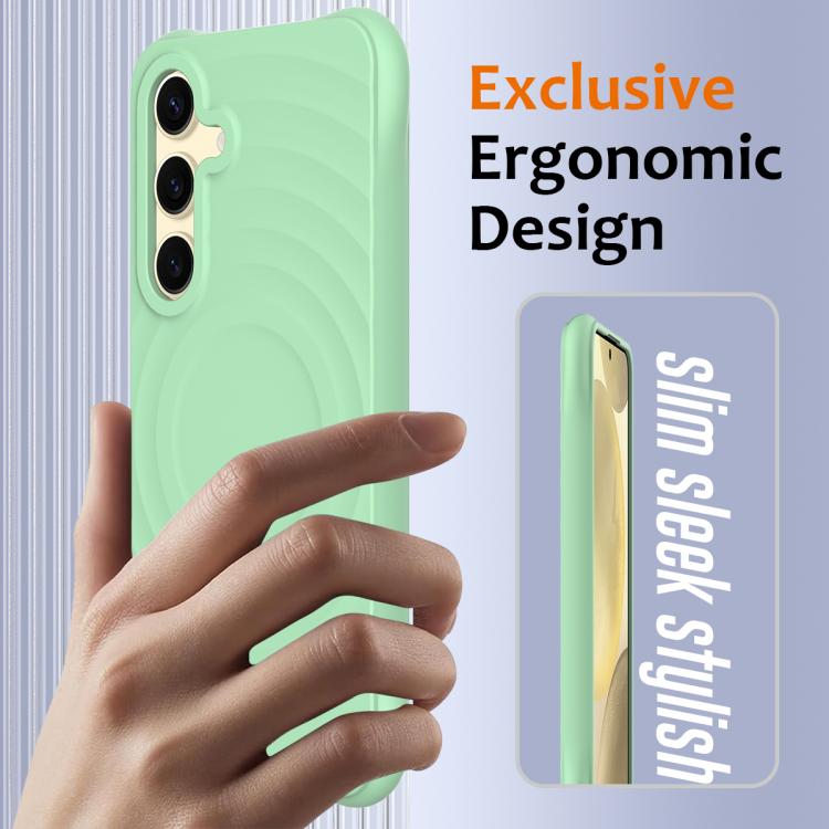 For Samsung Galaxy S26 5G Wave Texture MagSafe Magnetic Liquid Silicone Phone Case