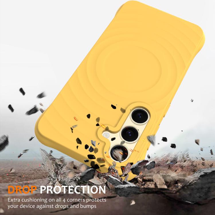 For Samsung Galaxy S26 5G Wave Texture MagSafe Magnetic Liquid Silicone Phone Case