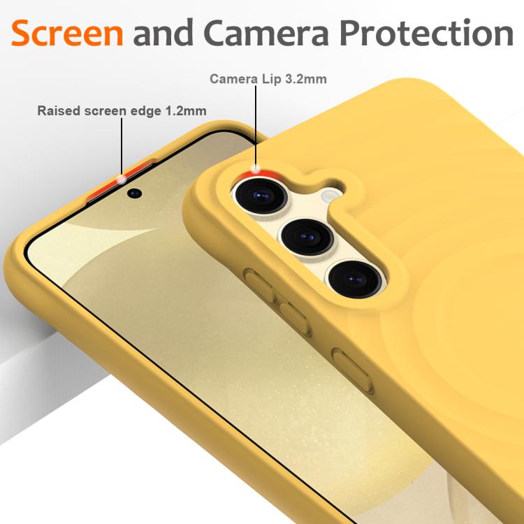For Samsung Galaxy S26 5G Wave Texture MagSafe Magnetic Liquid Silicone Phone Case
