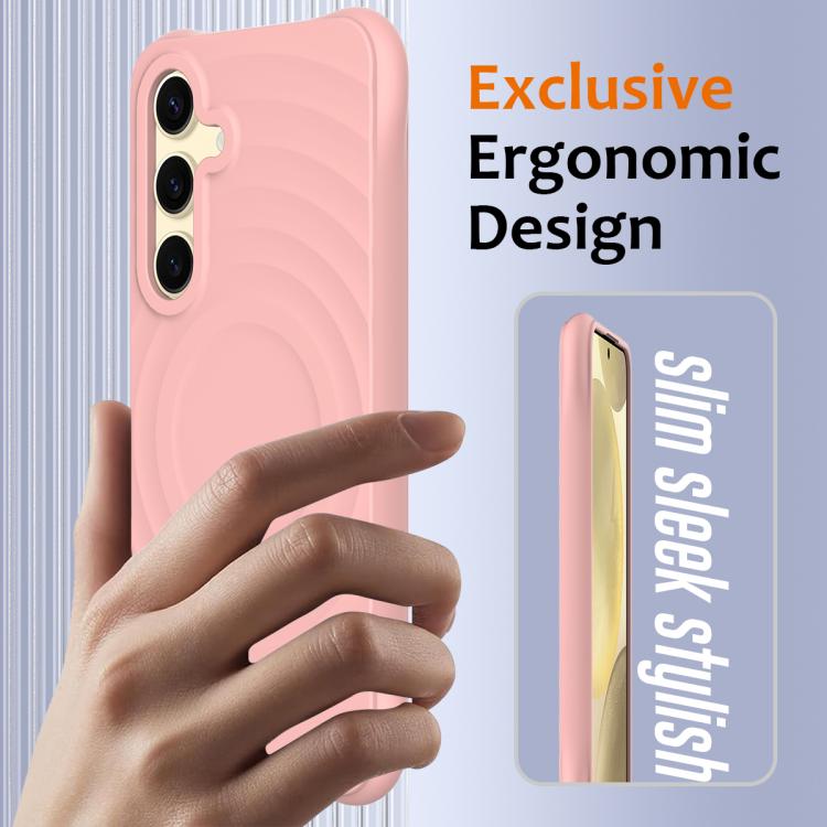 For Samsung Galaxy S26 5G Wave Texture MagSafe Magnetic Liquid Silicone Phone Case