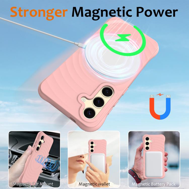 For Samsung Galaxy S26 5G Wave Texture MagSafe Magnetic Liquid Silicone Phone Case