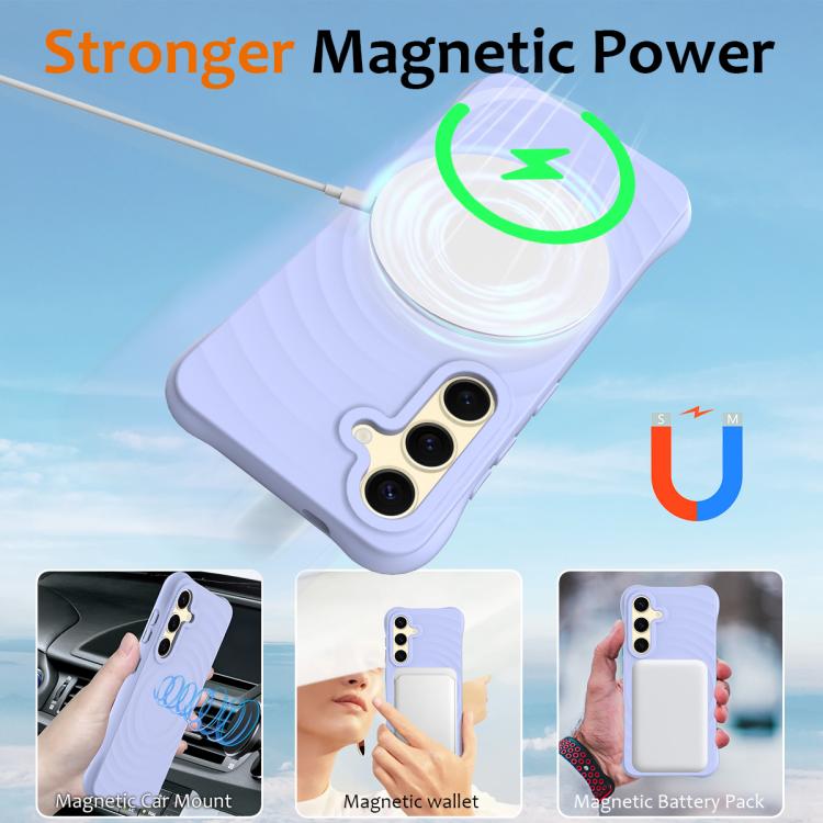 For Samsung Galaxy S26 5G Wave Texture MagSafe Magnetic Liquid Silicone Phone Case