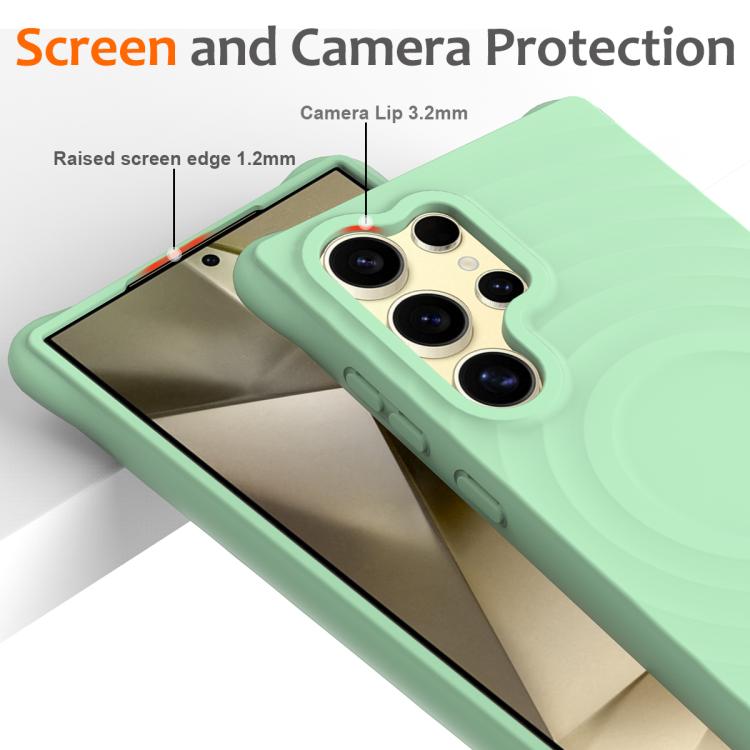 For Samsung Galaxy S26 Ultra 5G Wave Texture MagSafe Magnetic Liquid Silicone Phone Case