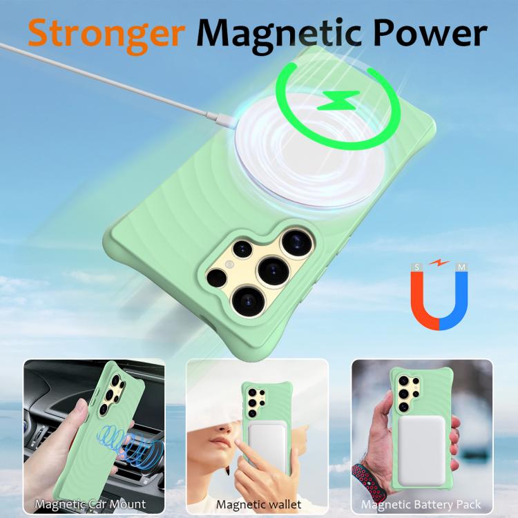 For Samsung Galaxy S26 Ultra 5G Wave Texture MagSafe Magnetic Liquid Silicone Phone Case