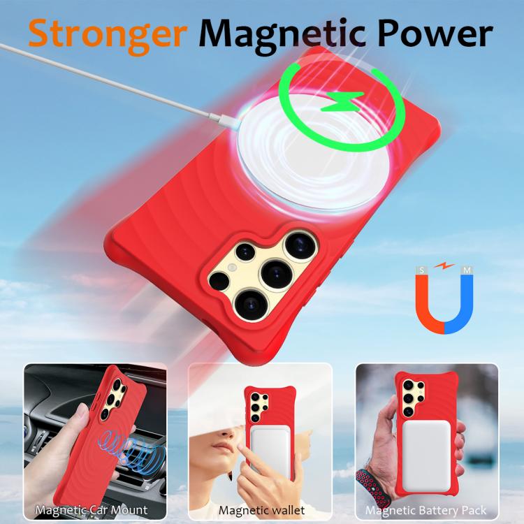 For Samsung Galaxy S26 Ultra 5G Wave Texture MagSafe Magnetic Liquid Silicone Phone Case