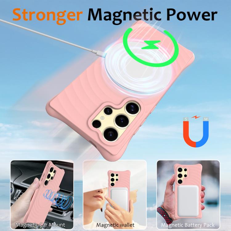 For Samsung Galaxy S26 Ultra 5G Wave Texture MagSafe Magnetic Liquid Silicone Phone Case