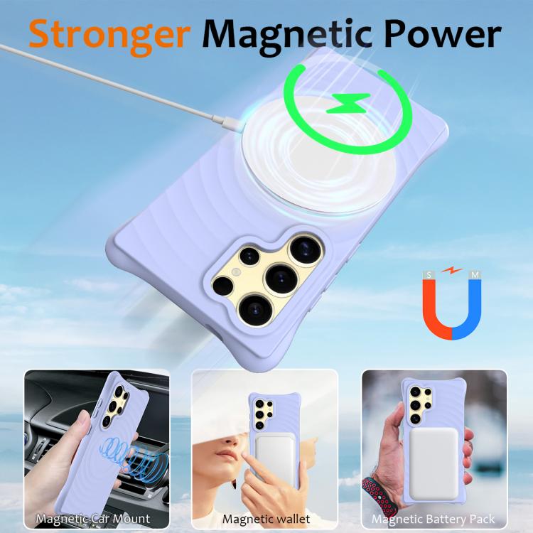 For Samsung Galaxy S26 Ultra 5G Wave Texture MagSafe Magnetic Liquid Silicone Phone Case