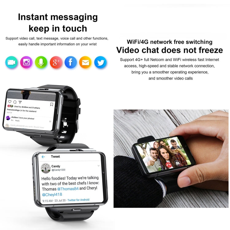 UNIWA DM200, 4GB+64GB, 2.88 inch Android 9.0 Smart Watch Phone, MT6761 Quad Core, Network: 4G - Black