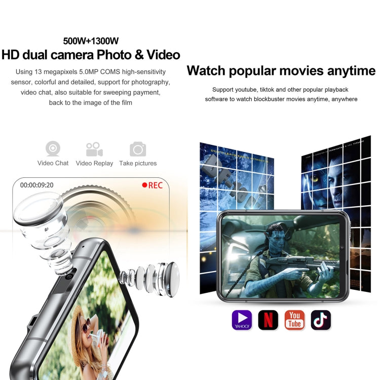 UNIWA DM200, 4GB+64GB, 2.88 inch Android 9.0 Smart Watch Phone, MT6761 Quad Core, Network: 4G - Black