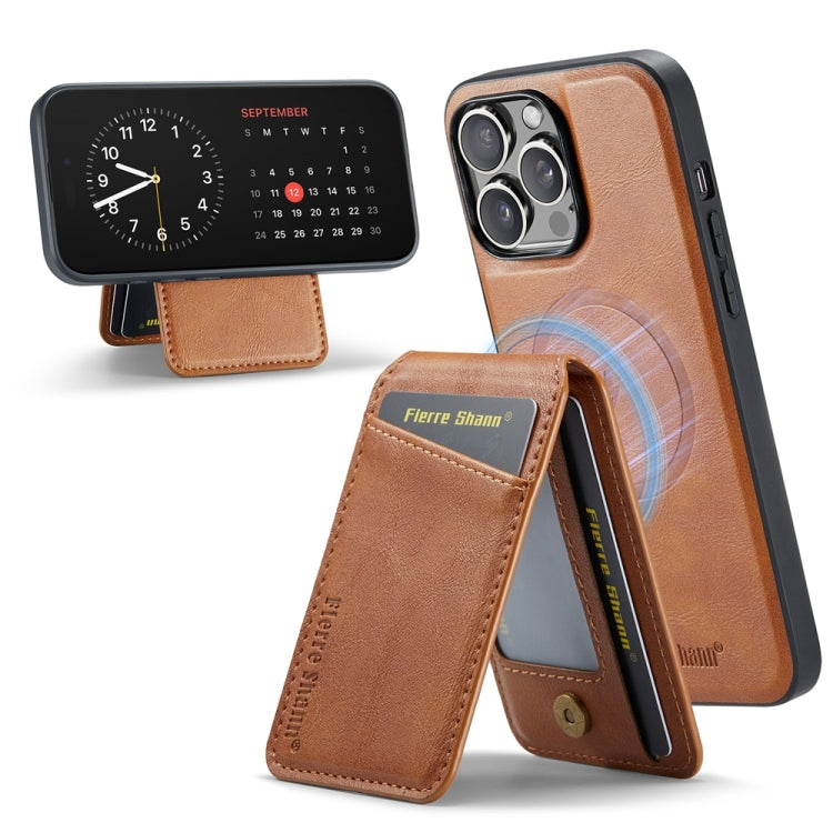 For iPhone 12 Pro Max Fierre Shann Cowhide Vertical Flip Magnetic Card Holder Phone Case